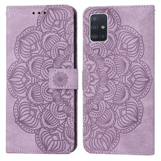For Samsung Galaxy A51 4G Mandala Embossed Flip Leather Phone Case(Purple)