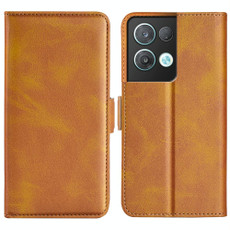 For OPPO Reno8 Pro Dual-side Magnetic Buckle Horizontal Flip Leather Phone Case(Yellow)
