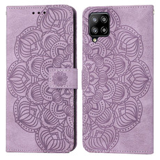 For Samsung Galaxy A22 4G Mandala Embossed Flip Leather Phone Case(Purple)
