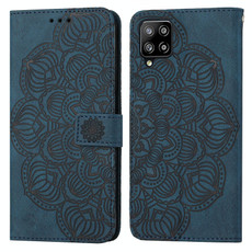 For Samsung Galaxy A22 4G Mandala Embossed Flip Leather Phone Case(Blue)