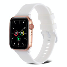 Plain Weave Silicone Watch Band For Apple Watch Series 9&8&7 41mm / SE 3&SE 2&6&SE&5&4 40mm / 3&2&1 38mm(White)