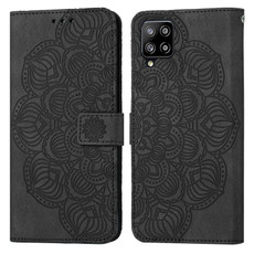 For Samsung Galaxy A22 4G Mandala Embossed Flip Leather Phone Case(Black)