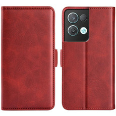 For OPPO Reno8 Pro Dual-side Magnetic Buckle Horizontal Flip Leather Phone Case(Red)