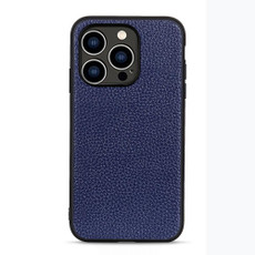 For iPhone 14 Pro Litchi Texture Genuine Leather Phone Case (Blue)