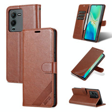 For vivo S15 AZNS Sheepskin Texture Flip Leather Phone Case(Brown)