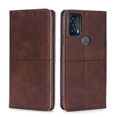 For TCL 20B/6159K Cow Texture Magnetic Horizontal Flip Leather Phone Case(Dark Brown)