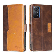 For Xiaomi Redmi Note 11 Pro 4G/Redmi Note 11 Pro 5G Global Contrast Color Side Buckle Leather Phone Case(Dark Brown + Gold) For Xiaomi Redmi Note 11 Pro 4G/Redmi Note 11 Pro 5G Global Contrast Color Side Buckle Leather Phone Case(Dark Brown + Gold)