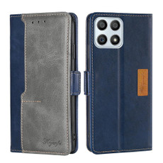 For Honor X30i Contrast Color Side Buckle Leather Phone Case(Blue + Grey)