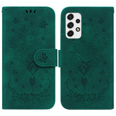 For Samsung Galaxy A33 5G Butterfly Rose Embossed Leather Phone Case(Green)