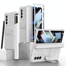 For Samsung Galaxy Z Fold3 5G GKK Integrated Magnetic Armor Flip Phone Case With Pen Box(Silver)