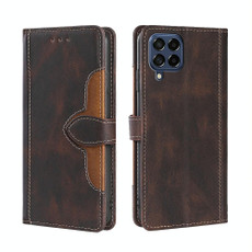For Samsung Galaxy M53 5G Stitching Skin Feel Magnetic Buckle Horizontal Flip PU Leather Case(Brown)