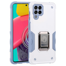 For Samsung Galaxy M53 5G Ring Holder Non-slip Armor Phone Case(White)