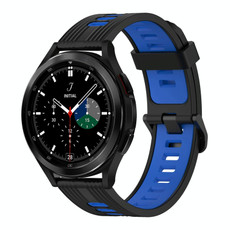 For Samsung Galaxy Watch 4 Classic 42mm 20mm Vertical Pattern Two-Color Silicone Watch Band(Black+Blue)