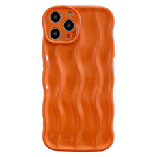 For iPhone 12 Pro Max Wave Texture Bright TPU Phone Case(Orange)