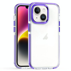 For iPhone 14 Two-color TPU Transparent PC Phone Case(Purple)