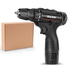 HILDA Home Power Drill 12V Li-Ion Drill With Charger And Battery, UK Plug, Model: Carton Packing