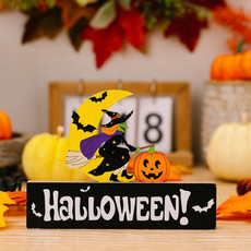 Wooden Letter Table Decoration Halloween Scene Decoration Props, Style: C Model