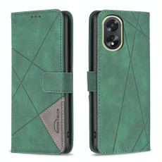 For OPPO A38 4G Magnetic Buckle Rhombus Texture Leather Phone Case(Green)