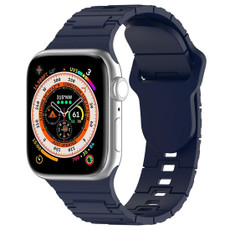 For Apple Watch 9 41mm Square Buckle Armor Style Silicone Watch Band(Midnight Blue)