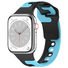 For Apple Watch SE 2023 40mm Double Color Silicone Watch Band(Black+Blue)