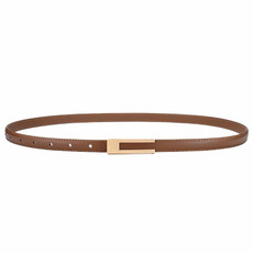 Women Thin Waist Belt Leather Decorative Clothing Slim Waist Versatile Belt(Caramel Colour)
