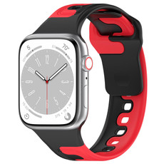 For Apple Watch SE 2023 40mm Double Color Silicone Watch Band(Black+Red)