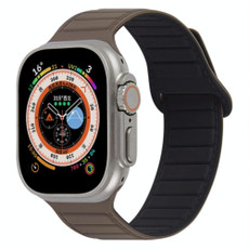 For Apple Watch SE 2023 44mm Loop Magnetic Silicone Watch Band(Coffee Black)