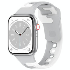 For Apple Watch SE 2023 40mm Double Color Silicone Watch Band(Grey+White)