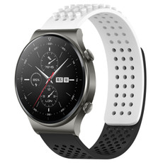 For Huawei GT2 Pro 22mm Holes Breathable 3D Dots Silicone Watch Band(White+Black) For Huawei GT2 Pro 22mm Holes Breathable 3D Dots Silicone Watch Band(White+Black)