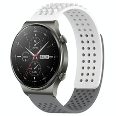 For Huawei GT2 Pro 22mm Holes Breathable 3D Dots Silicone Watch Band(White+Grey) For Huawei GT2 Pro 22mm Holes Breathable 3D Dots Silicone Watch Band(White+Grey)