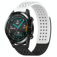 For Huawei GT2 46mm 22mm Holes Breathable 3D Dots Silicone Watch Band(White+Black) For Huawei GT2 46mm 22mm Holes Breathable 3D Dots Silicone Watch Band(White+Black)