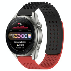 For Huawei Watch 3 Pro New 22mm Holes Breathable 3D Dots Silicone Watch Band(Black+Red) For Huawei Watch 3 Pro New 22mm Holes Breathable 3D Dots Silicone Watch Band(Black+Red)