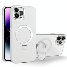 For iPhone 11 Pro MagSafe Metal Holder Frosted Translucent Phone Case(White) For iPhone 11 Pro MagSafe Metal Holder Frosted Translucent Phone Case(White)