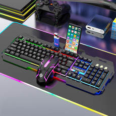 K-Snake Mechanical Feel Keyboard Mouse Kit USB Wired 104 Keycaps Computer Keyboard, Style: Keyboard+Mouse (Black)
