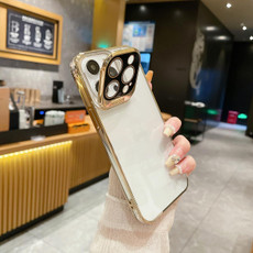 For iPhone 15 Pro Max Electroplated Lens Protectoin Holder TPU Phone Case(Gold) For iPhone 15 Pro Max Electroplated Lens Protectoin Holder TPU Phone Case(Gold)