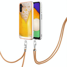 For Samsung Galaxy A13 5G / A04s / M13 5G Electroplating Dual-side IMD Phone Case with Lanyard(Draft Beer)
