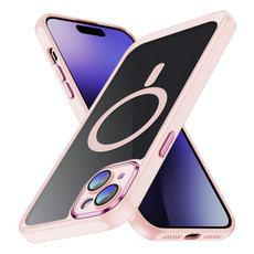 For iPhone 15 Plus MagSafe Magnetic PC + TPU Phone Case with Lens Film(Apricot)