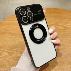 For iPhone 14 Pro Large Window Magsafe Electroplating TPU Phone Case(Black)