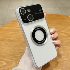 For iPhone 13 Large Window Magsafe Electroplating TPU Phone Case(Silver)