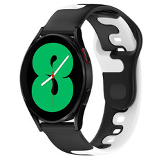 For Samsung Galaxy Watch 4 40mm 20mm Double Color Silicone Watch Band(Black+White) For Samsung Galaxy Watch 4 40mm 20mm Double Color Silicone Watch Band(Black+White)
