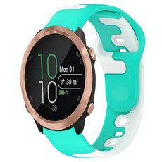 For Garmin Forerunner 645 Music 20mm Double Color Silicone Watch Band(Cyan+White)