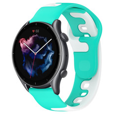 For Amazfit GTR 3 Pro 22mm Double Color Silicone Watch Band(Cyan+White) For Amazfit GTR 3 Pro 22mm Double Color Silicone Watch Band(Cyan+White)