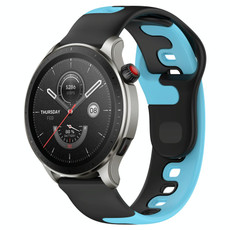 For Amazfit GTR 4 22mm Double Color Silicone Watch Band(Black+Blue) For Amazfit GTR 4 22mm Double Color Silicone Watch Band(Black+Blue)