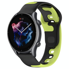For Amazfit GTR 3 22mm Double Color Silicone Watch Band(Black+Green) For Amazfit GTR 3 22mm Double Color Silicone Watch Band(Black+Green)