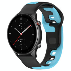 For Amazfit GTR 2e 22mm Double Color Silicone Watch Band(Black+Blue) For Amazfit GTR 2e 22mm Double Color Silicone Watch Band(Black+Blue)
