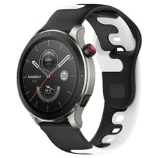 For Amazfit GTR 4 22mm Double Color Silicone Watch Band(Black+White) For Amazfit GTR 4 22mm Double Color Silicone Watch Band(Black+White)