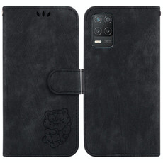 For Realme 8 5G Global / V13 5G Little Tiger Embossed Leather Phone Case(Black)