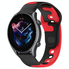 For Amazfit GTR 3 22mm Double Color Silicone Watch Band(Black+Red) For Amazfit GTR 3 22mm Double Color Silicone Watch Band(Black+Red)