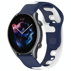 For Amazfit GTR 3 Pro 22mm Double Color Silicone Watch Band(Blue+White) For Amazfit GTR 3 Pro 22mm Double Color Silicone Watch Band(Blue+White)
