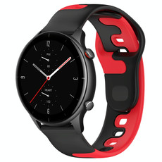 For Amazfit GTR 2e 22mm Double Color Silicone Watch Band(Black+Red) For Amazfit GTR 2e 22mm Double Color Silicone Watch Band(Black+Red)